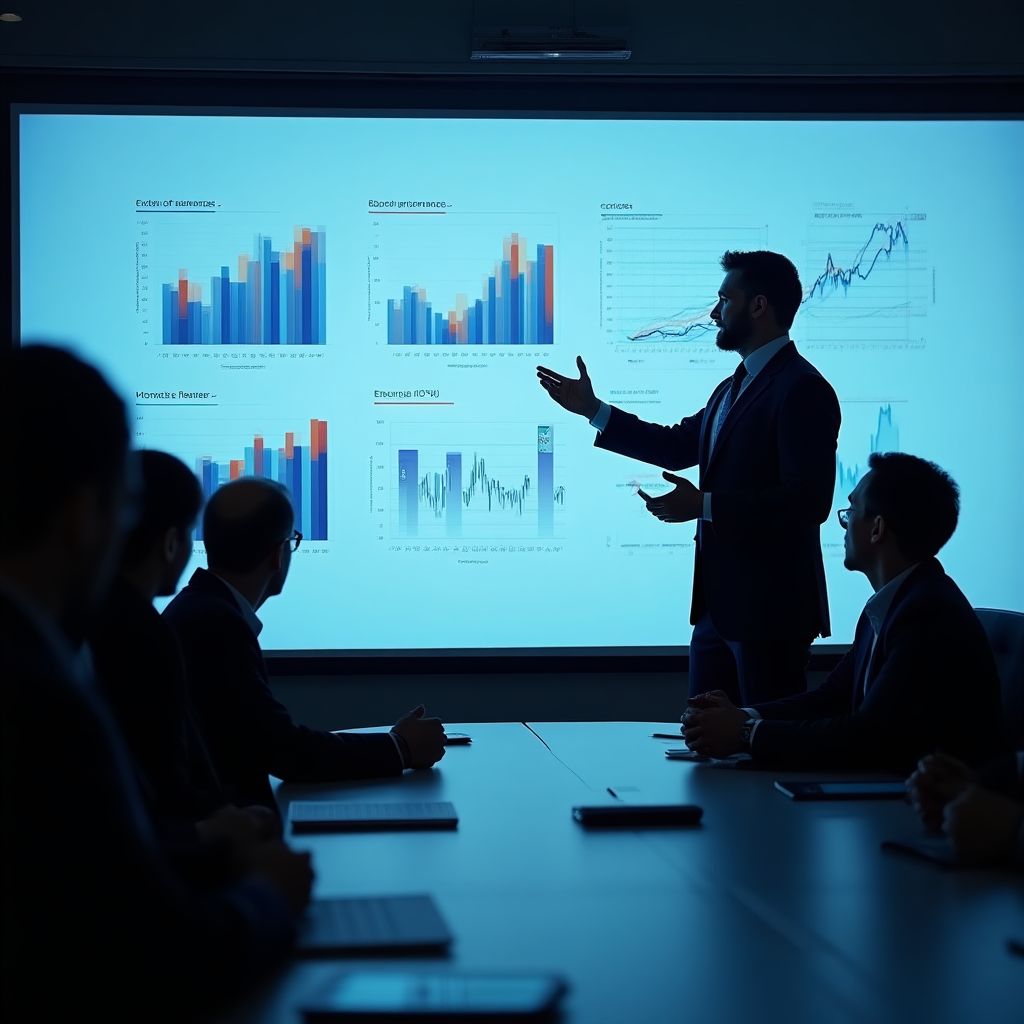 Equipo de consultores analizando datos y estrategias